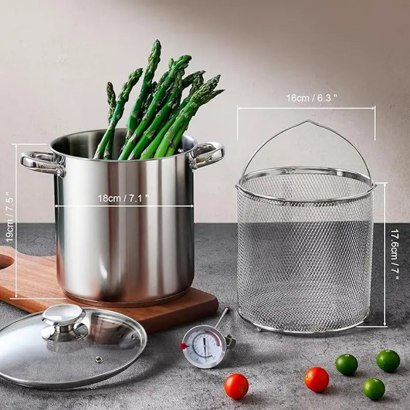 304 Stainless Steel Deep Fryer Pot with Oil Drip Tray and Glass Lid - Perfect for Frying French Fries and Chicken at Home