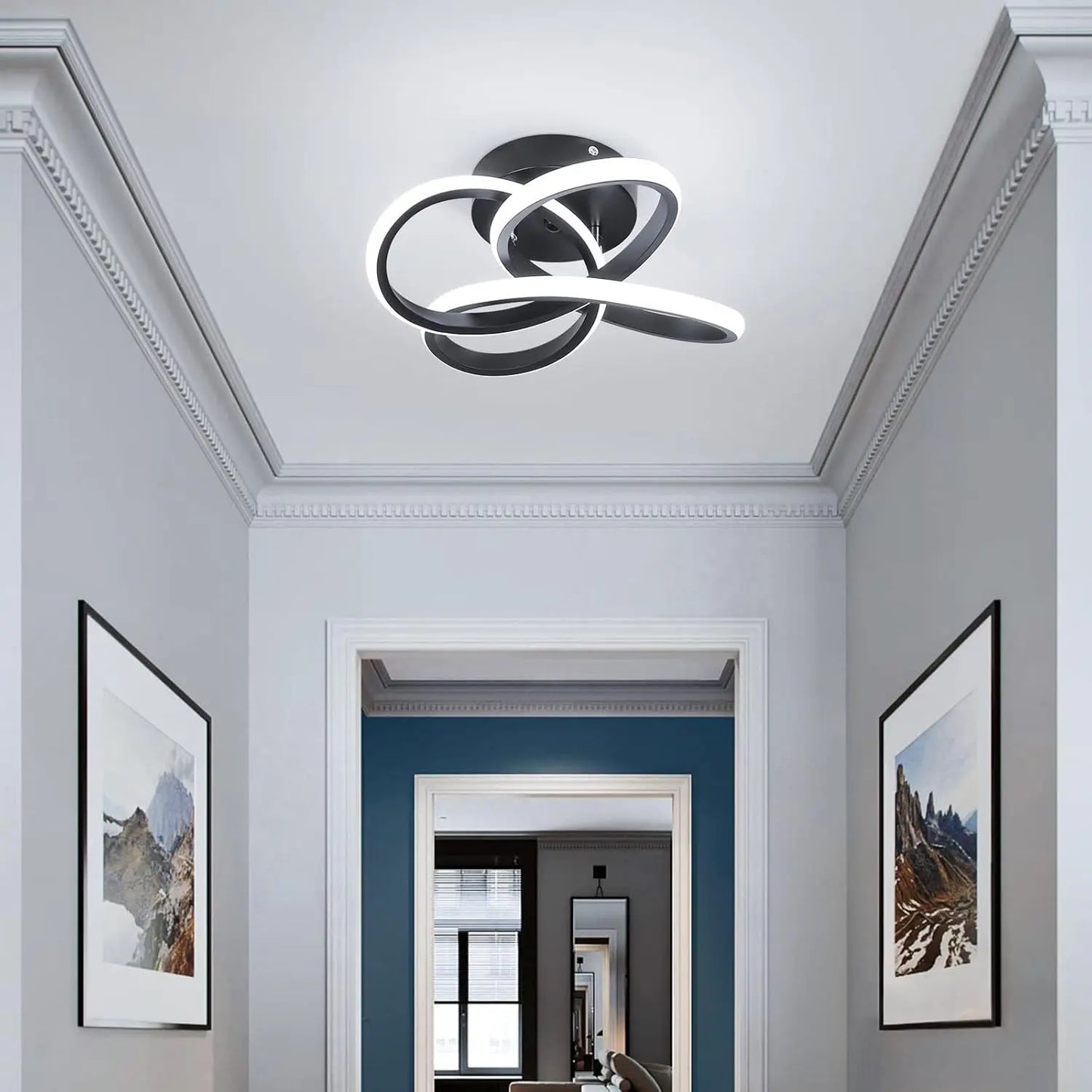 Modern LED Ceiling Light, 35Cm Spiral Embedded Fixture, Adjustable 3000K-6000K, Ideal for Bedroom, Living Room, Hallway