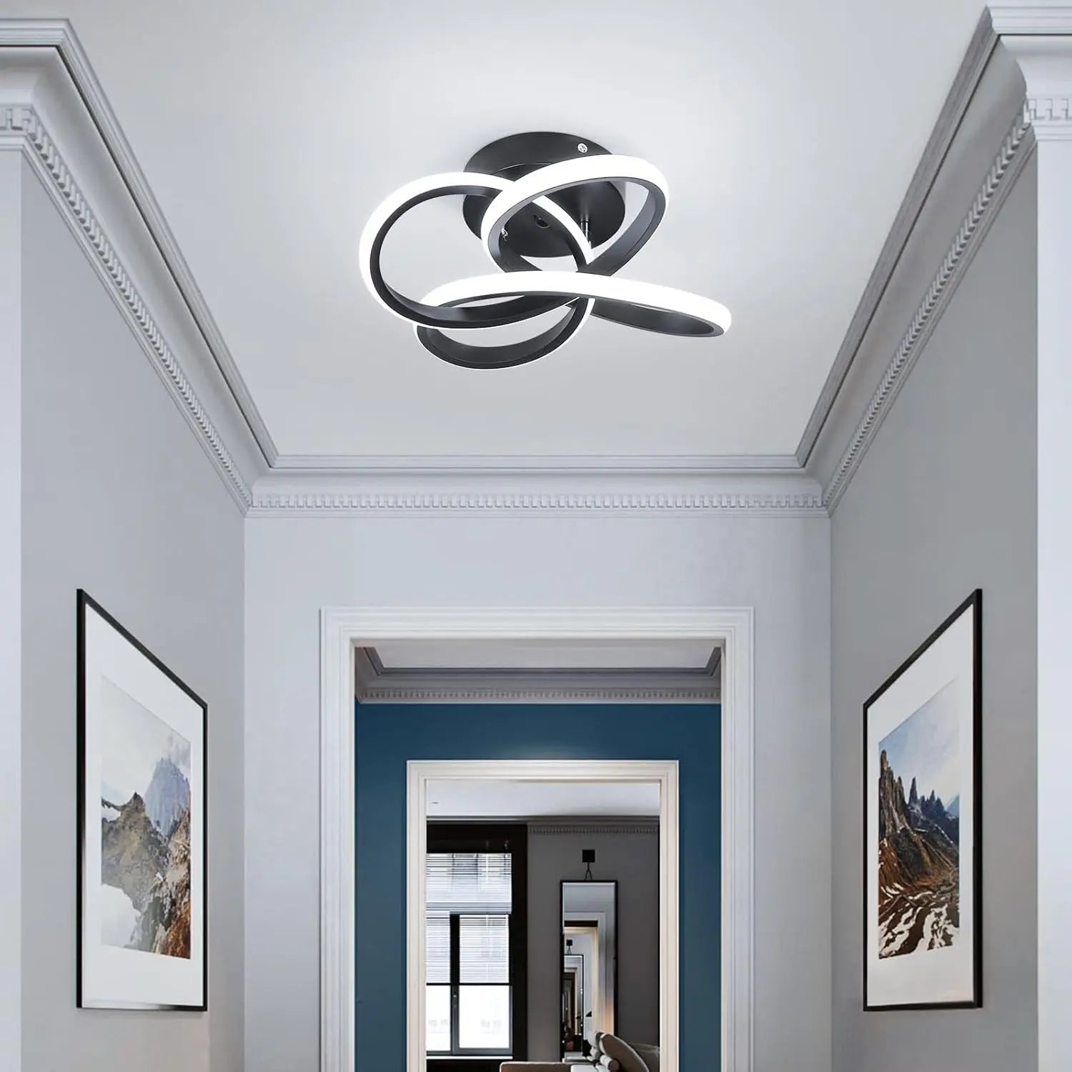 Modern LED Ceiling Light, 35Cm Spiral Embedded Fixture, Adjustable 3000K-6000K, Ideal for Bedroom, Living Room, Hallway