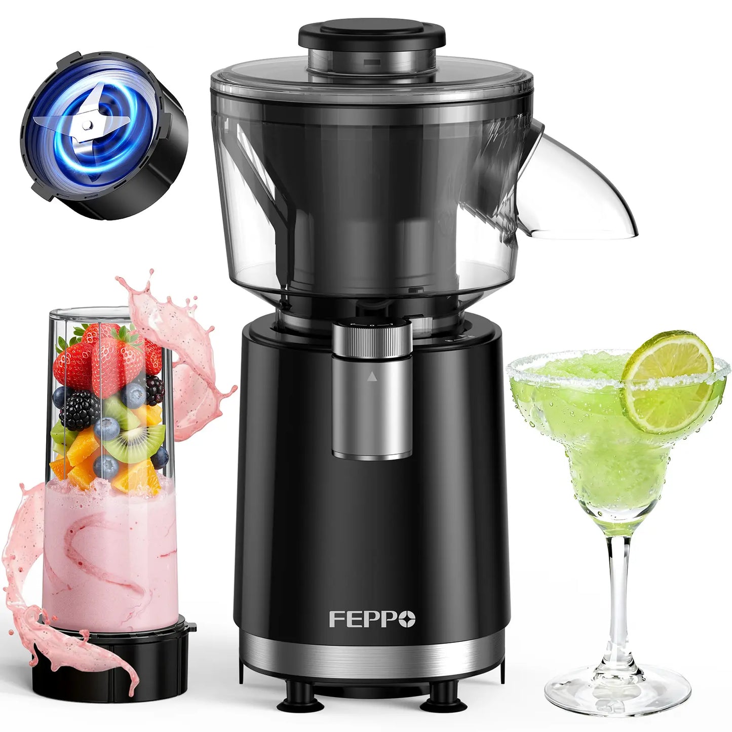 FEPPO 2-in-1 Snow Cone Machine and Smoothie Blender, 700W High-Power Shaved Ice and Slush Machine, Stainless Steel Blade, Healthy Frozen Drink Maker with Smoothie Recipes for Home and Summer Parties