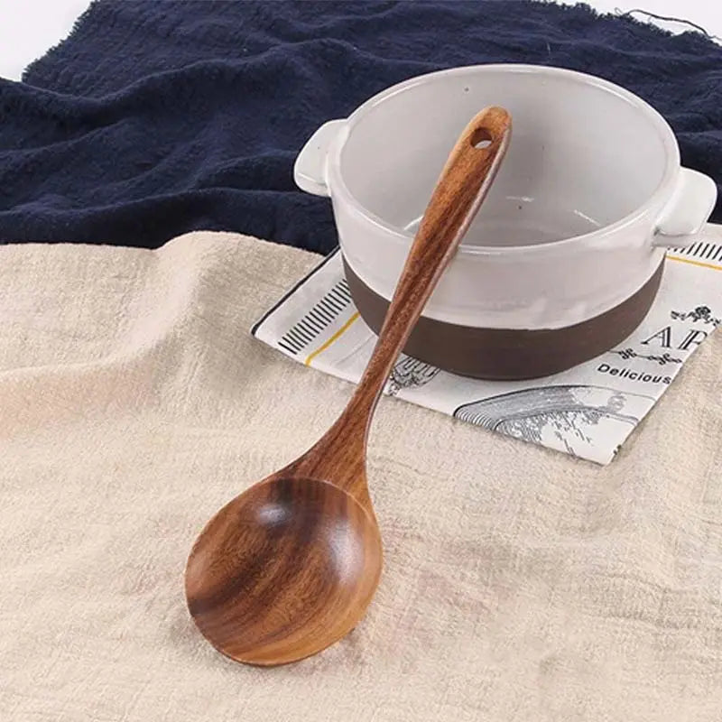 Eco-Friendly Natural Wooden Spatula Set - 5 Pieces with Ergonomic Handles, Heat Resistant and Durable Kitchen Cooking Tools for Non-Stick Cookware