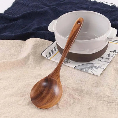 Eco-Friendly Natural Wooden Spatula Set - 5 Pieces with Ergonomic Handles, Heat Resistant and Durable Kitchen Cooking Tools for Non-Stick Cookware