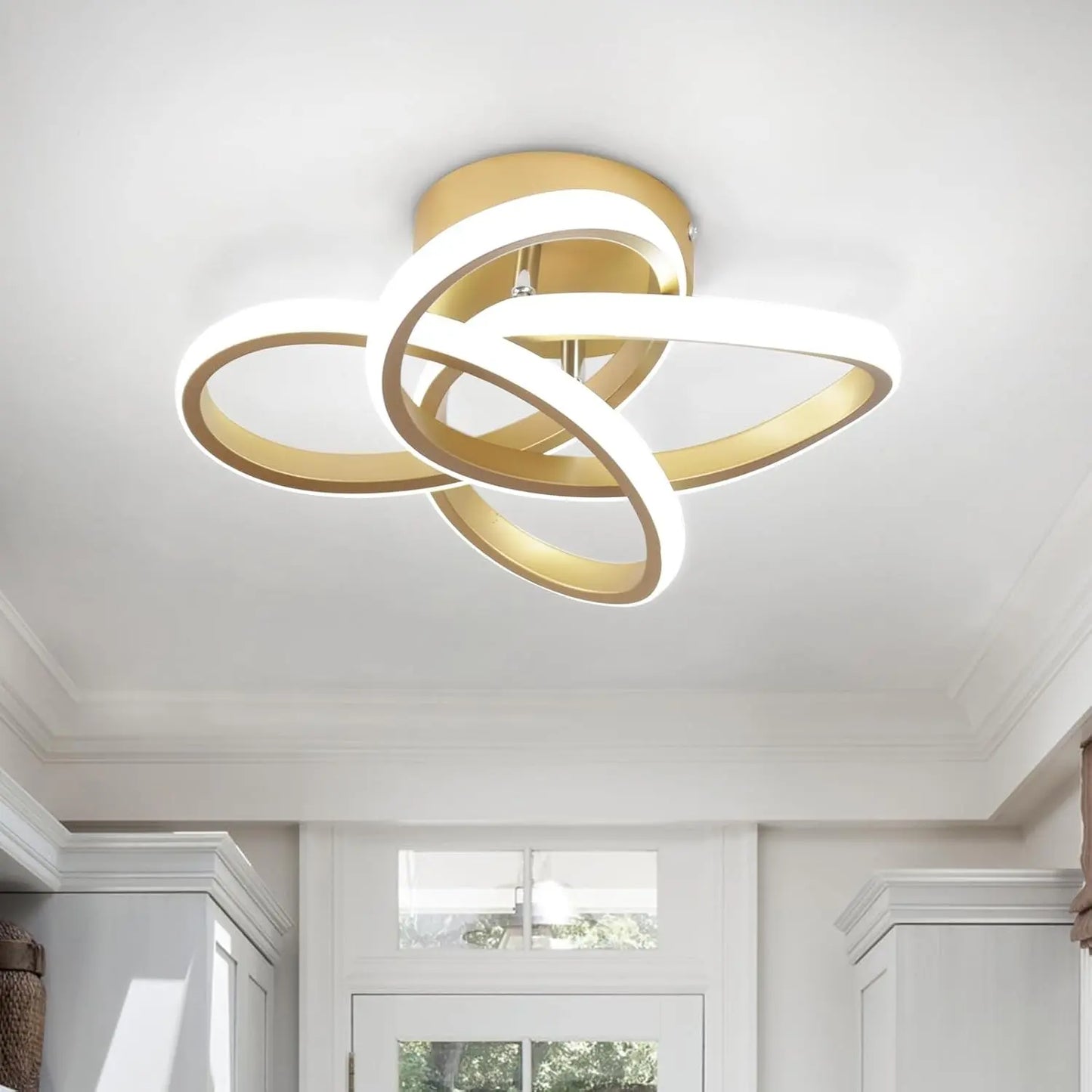 Modern LED Ceiling Light, 35Cm Spiral Embedded Fixture, Adjustable 3000K-6000K, Ideal for Bedroom, Living Room, Hallway