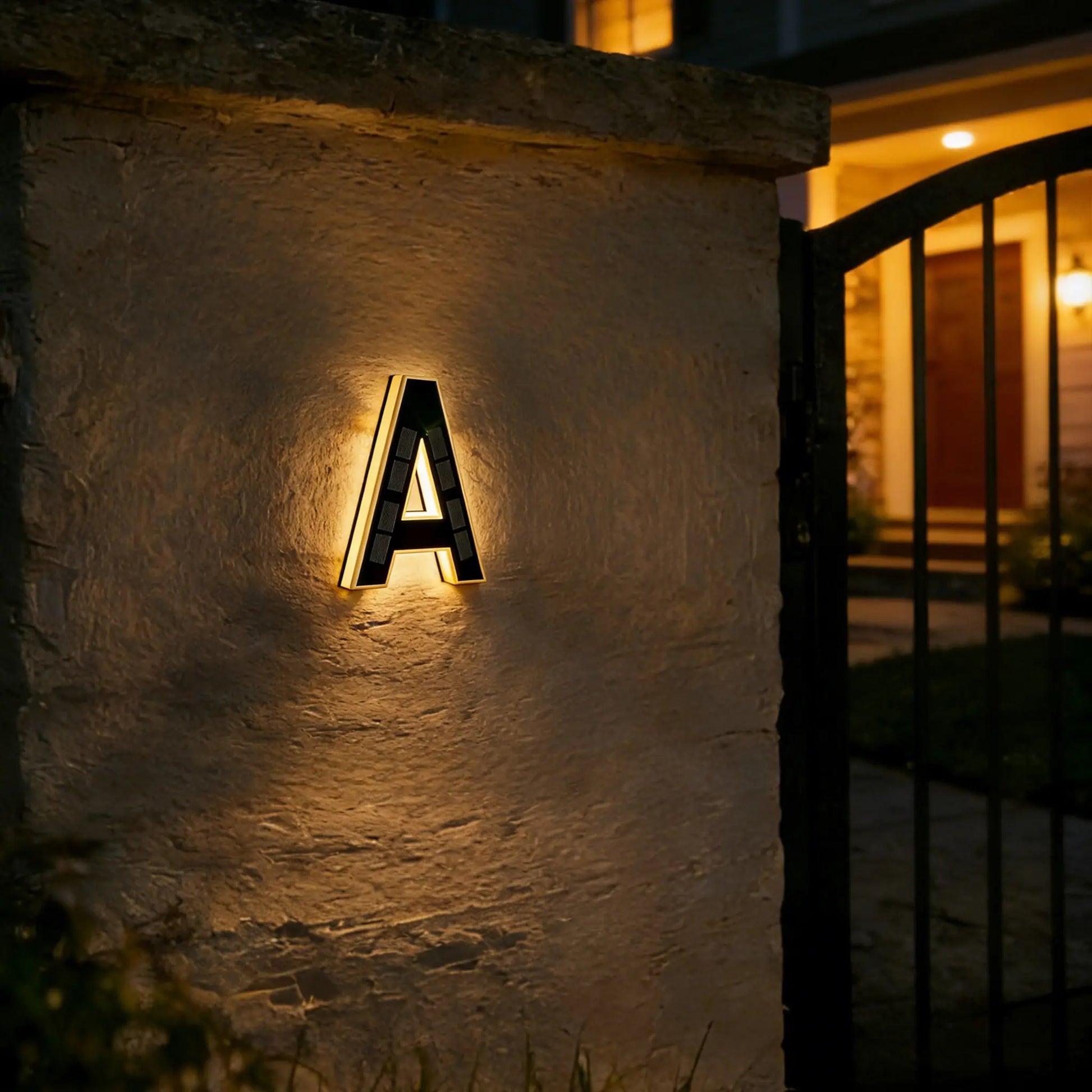 ISUNMEA 9 Inch Solar Lighted House Numbers for Outside, Light up Waterproof LED Address Numbers Signs for Houses, Large Personalized Illuminated Exterior Modern House Numbers Light