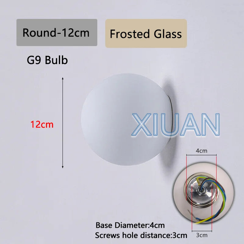 New Concealed Base Glass Wall Lamps French Bauhaus Milky White round Ball Wall Light for Bedside Living Room Bathroom Mirror Dec