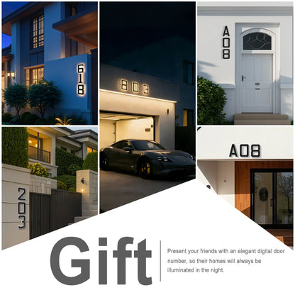 ISUNMEA 9 Inch Solar Lighted House Numbers for Outside, Light up Waterproof LED Address Numbers Signs for Houses, Large Personalized Illuminated Exterior Modern House Numbers Light
