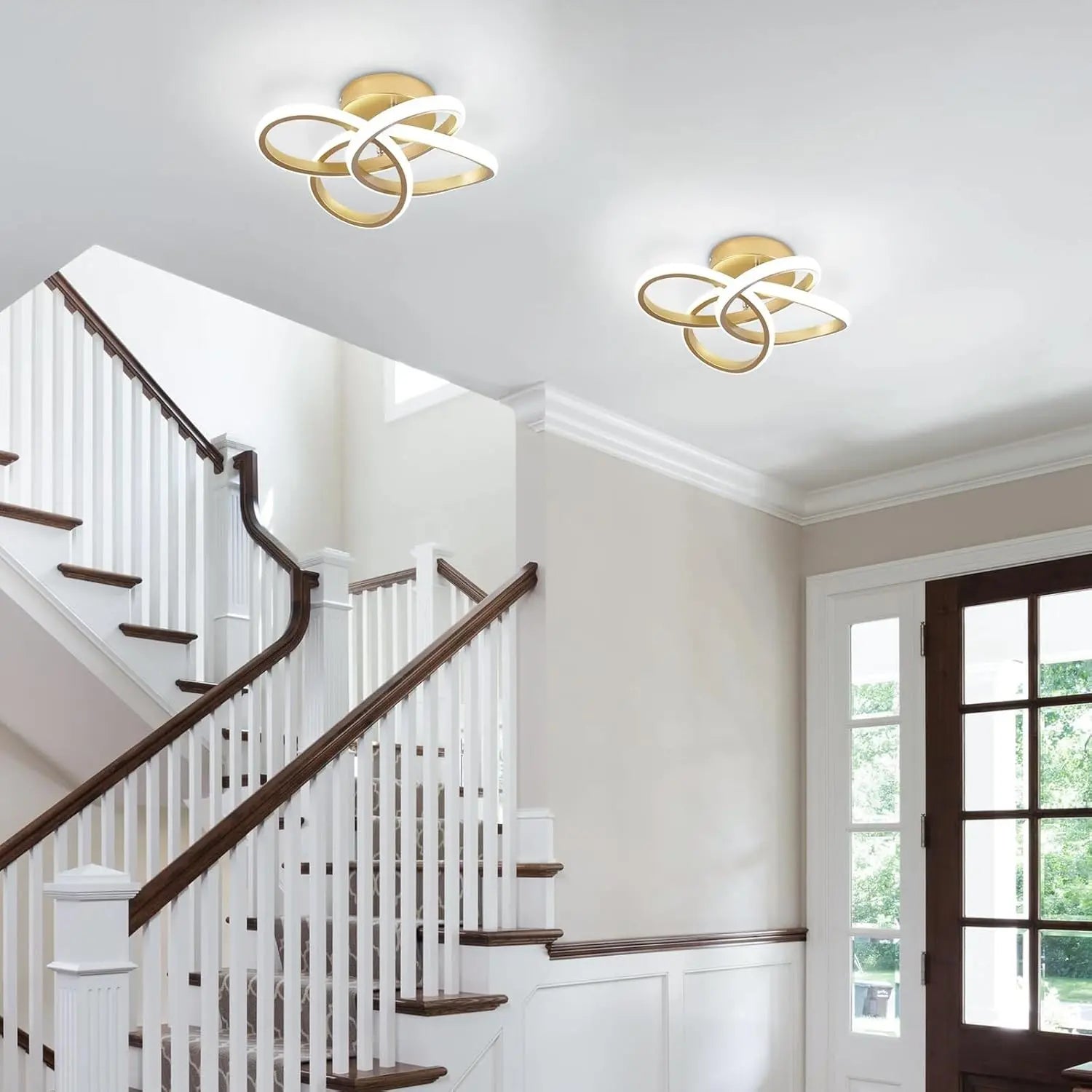Modern LED Ceiling Light, 35Cm Spiral Embedded Fixture, Adjustable 3000K-6000K, Ideal for Bedroom, Living Room, Hallway