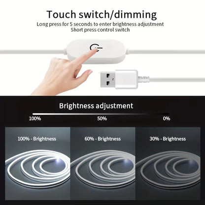 LED Strip Neon Light USB DC 5V Dimmable Touch Sensor Switch Flexible Silicone Neon Sign Tape Waterproof for Outdoor Room Decor