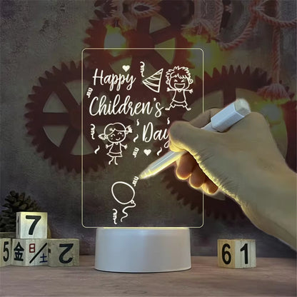 Illuminate Your Space with the Versatile LED Memo Board Night Light - USB-Powered, Erasable Acrylic Message Board for Home and Holidays