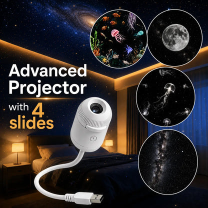 Starry Sky Projector Lamp – USB Rechargeable Night Light, Dual-Mode, 360° Adjustable Projection, Soft Eye Protection, Ambient Sleep Light for Kids & Adults, Home Bedroom Decor
