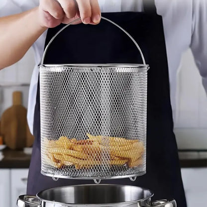 304 Stainless Steel Deep Fryer Pot with Oil Drip Tray and Glass Lid - Perfect for Frying French Fries and Chicken at Home