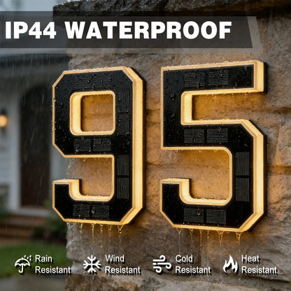 ISUNMEA 9 Inch Solar Lighted House Numbers for Outside, Light up Waterproof LED Address Numbers Signs for Houses, Large Personalized Illuminated Exterior Modern House Numbers Light