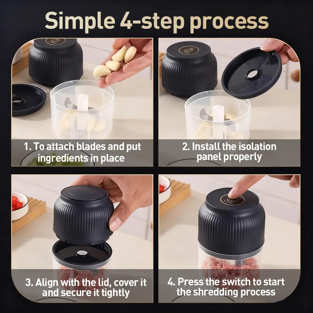 Electric Food Processor and Mini USB Rechargeable Vegetable Chopper for Onions, Ginger, Fruits, Nuts, and Herbs