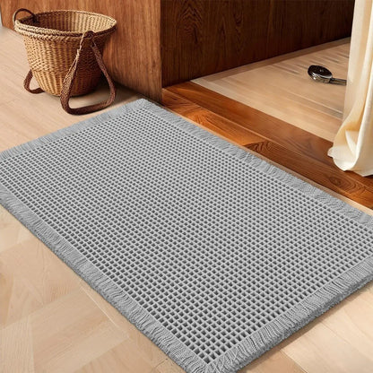 IM HOME Waffle Bath Mat Rugs 1/2/3 Piece, Boho Woven Modern Carpet, Absorbent Non Slip Bathroom Rugs, Soft Washable Bath Rugs with Tassels for Bathroom, Bedroom, Kitchen, Shower, Tub