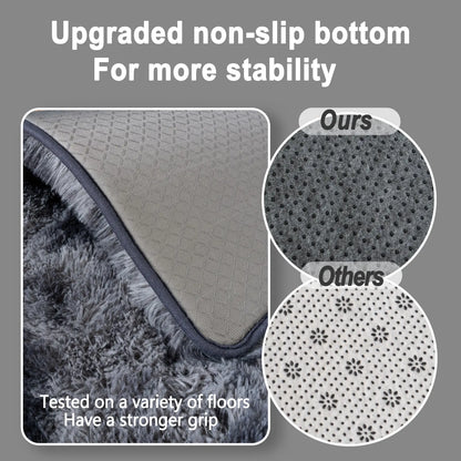 PLUMLIK Blue Grey Area Rugs for Living Room Bedroom, Upgrade Non Slip Fluffy Soft Shag Carpet, Kid and Pet Friendly, Rugs with 4 Stickers, Indoor Floor Shaggy Plush Rug Silky, Esthetic Decor, Gift for Mother'S Day, Easter, Dry Clean Only
