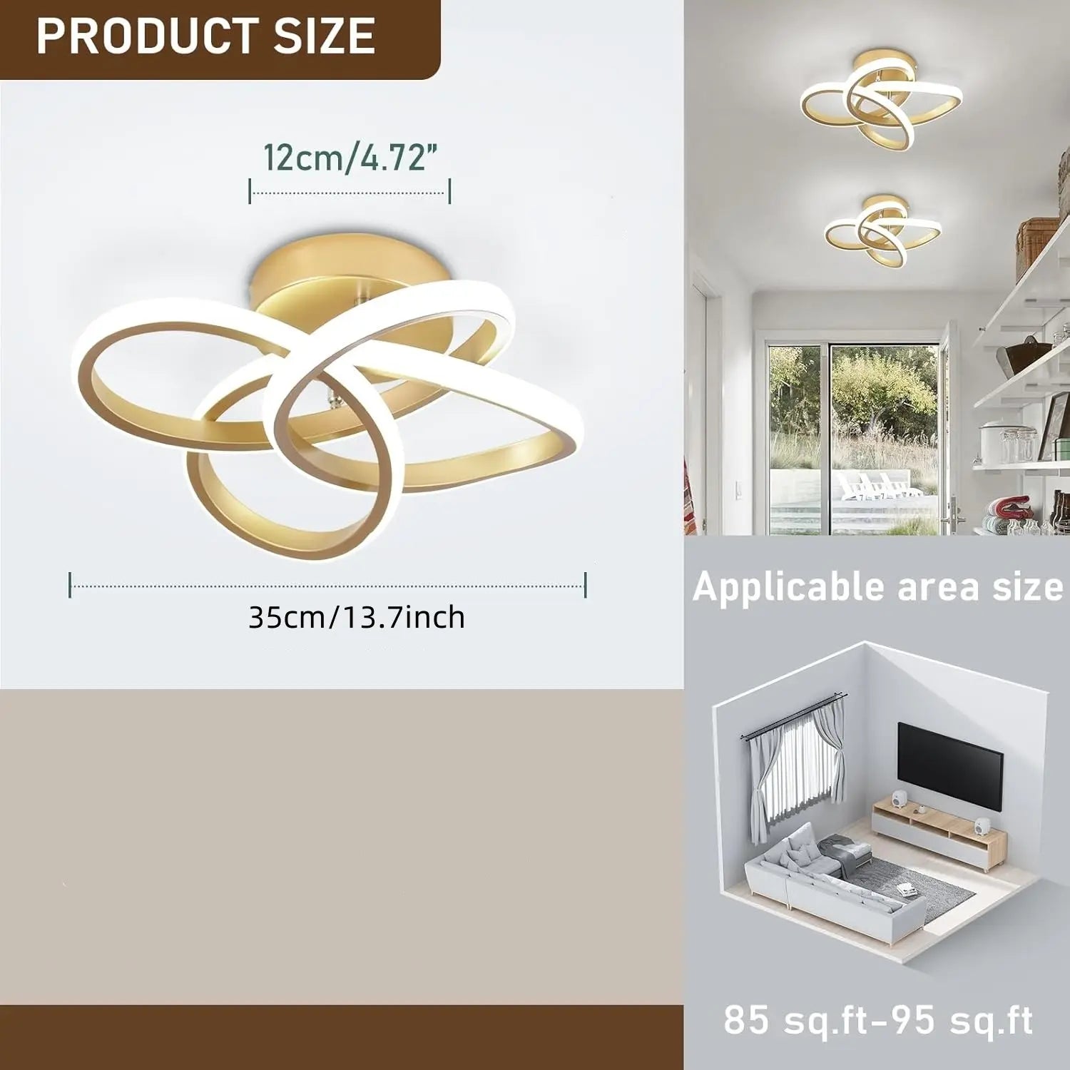 Modern LED Ceiling Light, 35Cm Spiral Embedded Fixture, Adjustable 3000K-6000K, Ideal for Bedroom, Living Room, Hallway